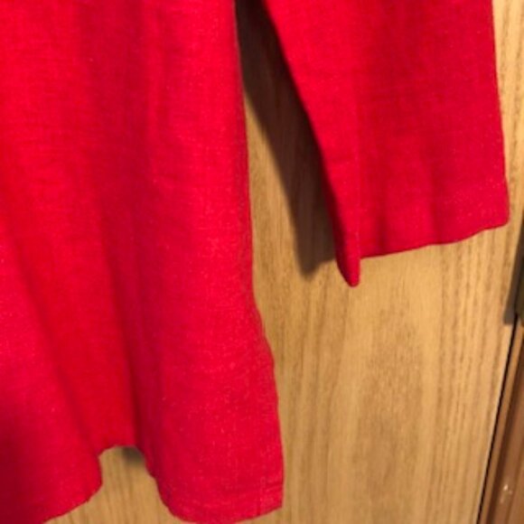 Sag Harbor Cherry Red Linen Rayon Jacket Top Tunic Blazer Shacket Size 16 - Picture 3 of 5